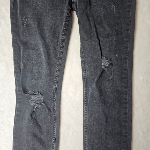 Free People Jeans 26 Women’s black Distressed frayed ankle embellished retro 70s - Picture 9 of 11